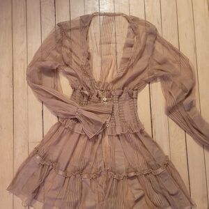 Elegant Sheer Brown Dress